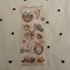 うさぎと花のシール