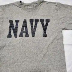 90s NAVY プリント Tシャツ 霜降りグレー アメリカ製のサムネイル