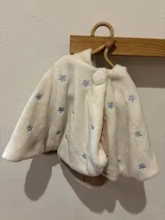 ベビー用　リバーシブルポンチョ　星の刺繍付き