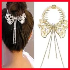 バレッタ 髪留め 蝶々 バタフライ 花 フラワー ビジュ ラインストーン 蝶