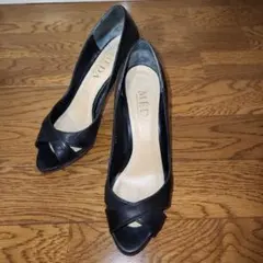 MÉDA 黒オープントゥハイヒール 約8cm