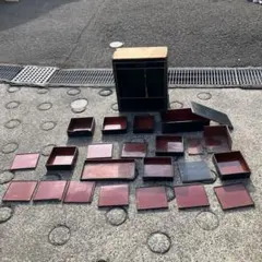 アンティーク朱塗 膳 椀 収納箱付き 懐石道具 6客輪島塗 総朱仏膳 霊供