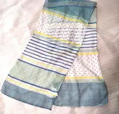 スカーフ　ストール　ストライプ　水玉　水色