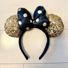 ディズニー ミニー耳カチューシャ ネイビー・ゴールド