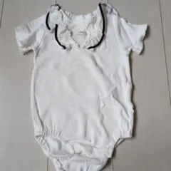 cottoli フリル付きホワイトリブロンパース