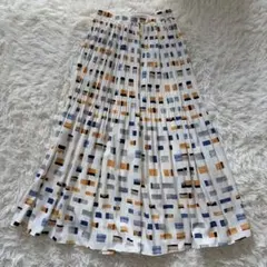 新品　COQULE　総柄プリーツロングスカート　ONE　アイボリー◆A1411