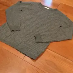ショコラフィネローブ　フリーサイズ　グレー　リブニット　長袖シンプルニット