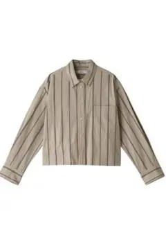〈ebure〉 コットン ストライプ クロップド丈 シャツ