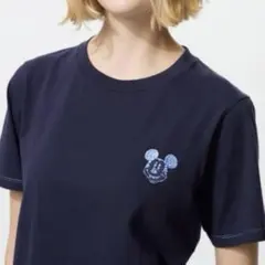 ユニクロ UT ディズニー イン ブルー ミッキー刺繍 Tシャツ XL