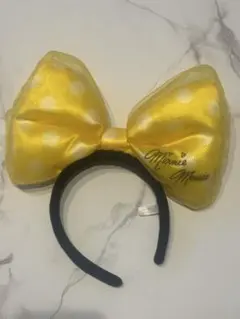 ミニーマウス 水玉模様 黄色カチューシャ