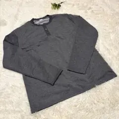 ✨シンプル✨メンズ Tシャツ 長袖 ロングTシャツ 通勤 ダークグレー M
