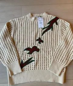 ZARA メッシュ編みセーター M クリームのサムネイル