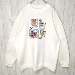 m*i様 海外古着　クリスマス　スウェット　刺繍デザイン　重ね襟　L