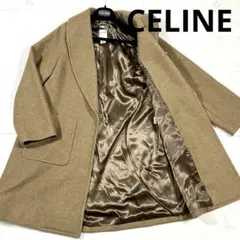 CELINEショールカラー ラグラン ロングコート38 ベージュ カシミア 袋付