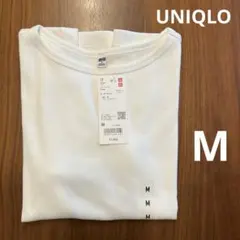 UNIQLO リブボートネックT 5分袖 オフホワイト M