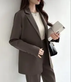 ブラウン ジャケット スーツ　オフィス　カジュアル　Lサイズ