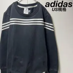 【US規格】希少 adidas 3ライン プリントロゴ スウェット ブラック44