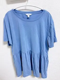 美品　TIME AND TRUE 青 半袖チュニック