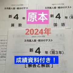 サピックス新4年3月入室・組分けテスト2024年原本❗️