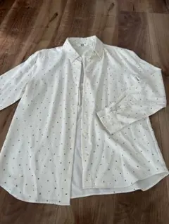 UNIQLO アイボリー 小花柄 長袖シャツ S
