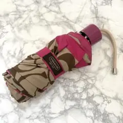 COACH コーチ 折りたたみ傘 シグネチャー フローラル花柄 ピンク 晴雨兼用のサムネイル