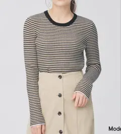 GU♪リブマルチボーダーセーター♪オフホワイト♪L♪未使用♪