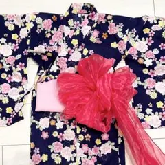 花柄浴衣3点セット 100cm