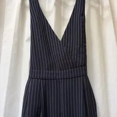 ネイビー ストライプ サロペット