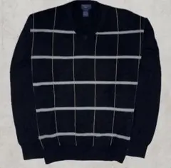 00s Windowpane V-Neck Knit ヴィンテージ ニット