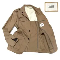 【美品】 タケオキクチ サファリジャケット 伸縮性 シャドウストライプ 日本製
