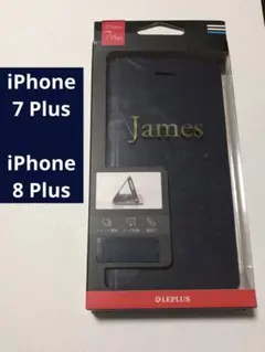 【iPhone7plus,8plus】James 一枚革レザーケース ネイビー