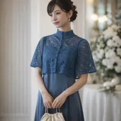 結婚式ドレス2way レースボレロ付 ロングドレス 体型カバー オケージョン