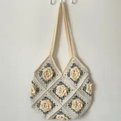 ハンドメイド 花モチーフ グラニーバッグ