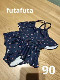 チェリー柄フリル水着 女の子用 ネイビー　futafuta