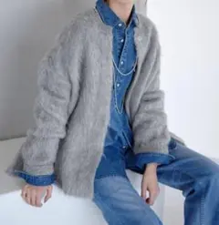 イエナ グレー モヘア混紡 カーディガン 長袖