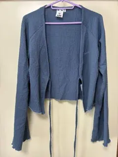 青色 クロップドカーディガン