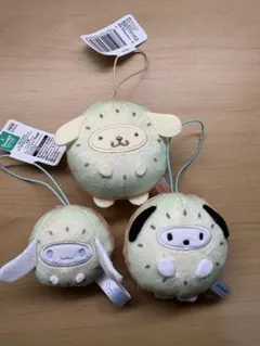 3個 サンリオキャラクターズ フルーツきぐるみ マスコット キウイ