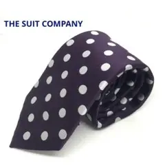 THE SUIT COMPANY ネクタイ　パープル×白　水玉　シルク100%