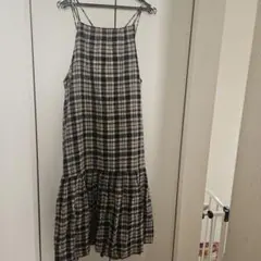 チェック柄キャミワンピース（ネイビー）