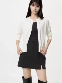 UNIQLO UVカットクルーネックカーディガン white M