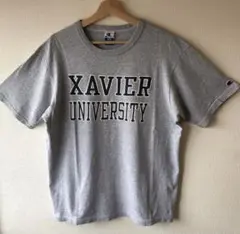 古着 Champion チャンピオン カレッジロゴ Tシャツ グレー L