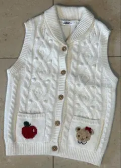 familiar ケーブルニットベスト 100 アイボリー