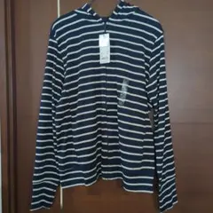 【新品タグ付き】 ユニクロ UVカット プリントフルジップパーカ ボーダー 長袖