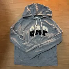 GAP グレー フード付きロゴパーカー M