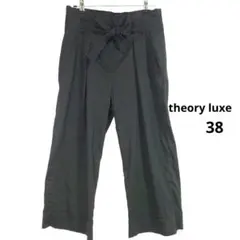 セオリーリュクス ブラック ワイドパンツ クロップド丈 リネン レーヨン 38
