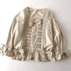 PINK HOUSE ピンクハウス 花柄ブラウス ピンタック リボン レトロ 