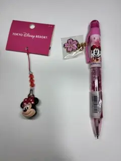 【新品】ミニーちゃんセット　すず　シャープペン&2色ボールペン　桜チャーム付き