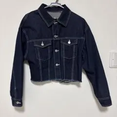 ダークデニム クロップドジャケット ショート丈