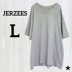 ★JERZEES【L】半袖Tシャツ クルーネック 無地 ビッグサイズ グレー 綿のサムネイル