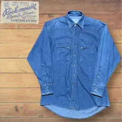 USA 80s Rockmount ロックマウント デニムウエスタンシャツ L